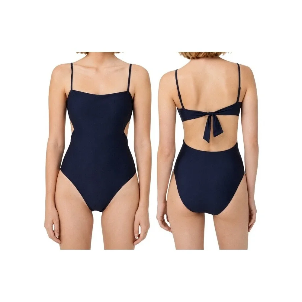 J.Crew Womens 22 Cutout Tie Back One Piece Navy Swimsuit NWT